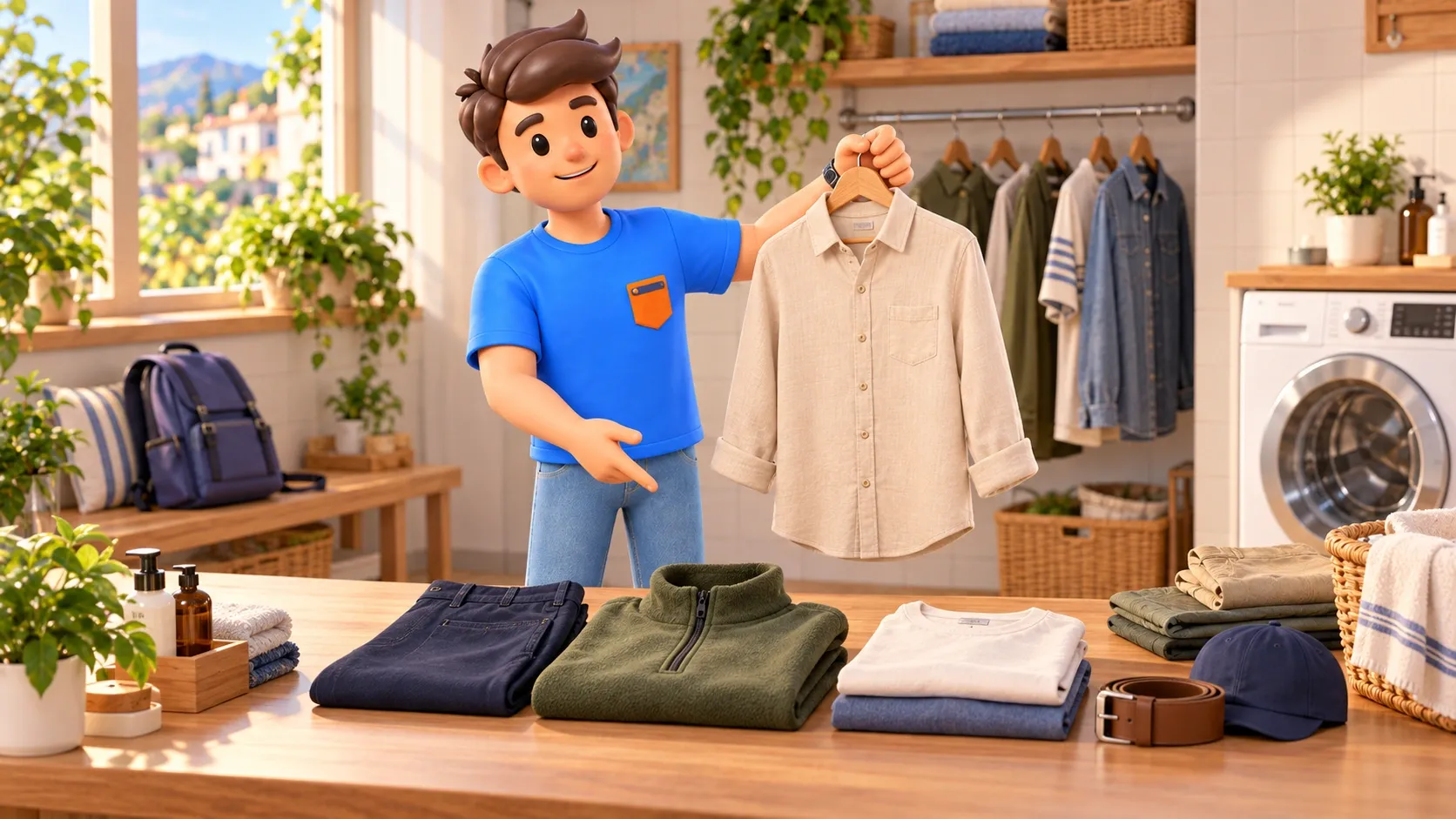 El personaje de RoadMe elige ropa de viaje para distintas condiciones y visitas
