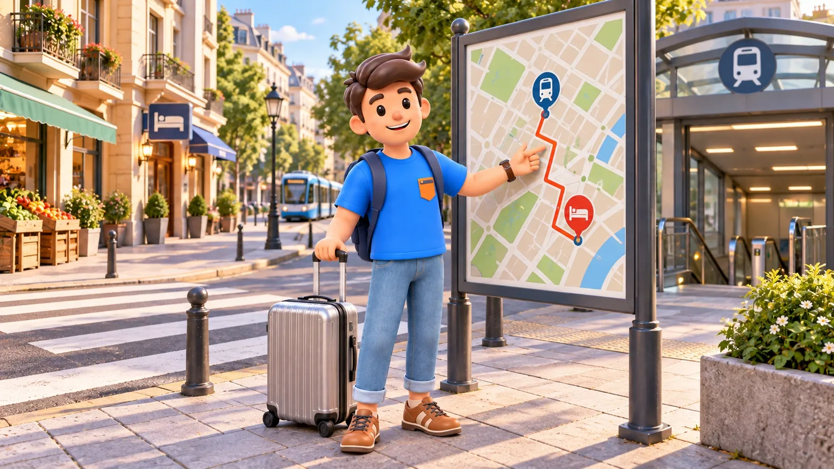 Illustration zur Wahl einer passenden Gegend für die Unterkunft in einer Stadt