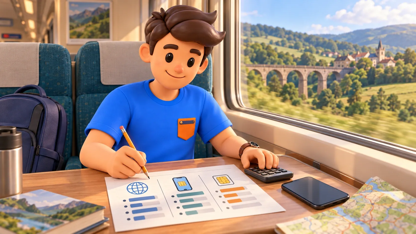 El personaje de RoadMe compara opciones de conexión móvil para viajar al extranjero