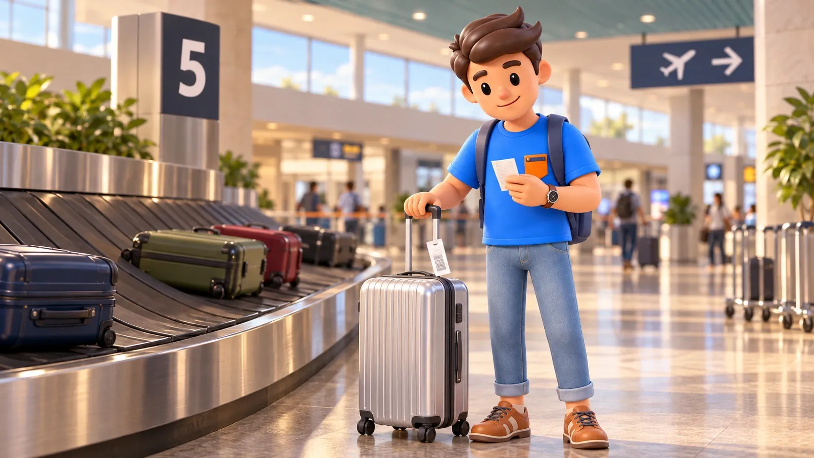 Illustration RoadMe des bagages lors d'une correspondance aérienne