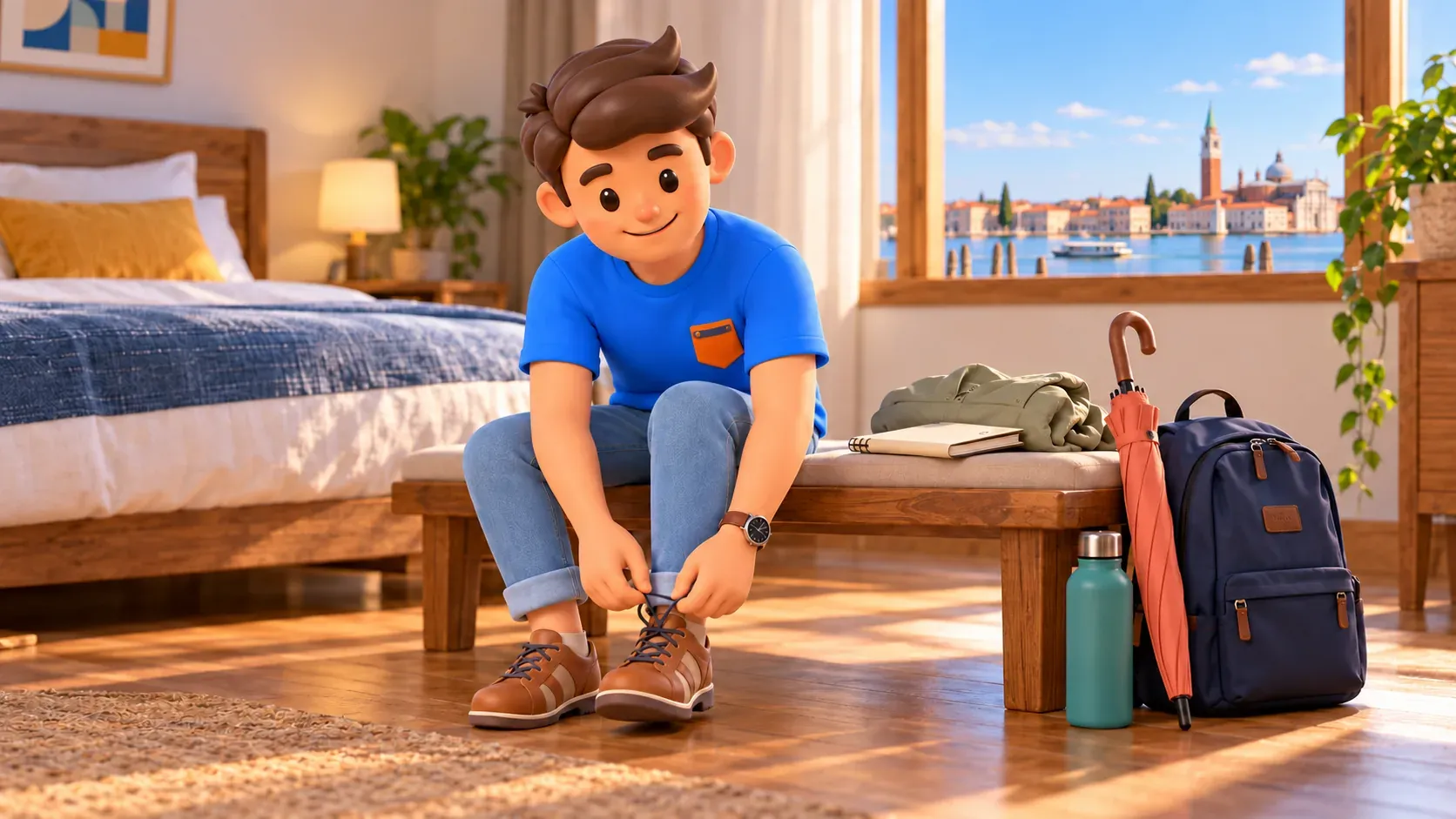 Illustration conceptuelle de la préparation de chaussures confortables pour une journée insulaire