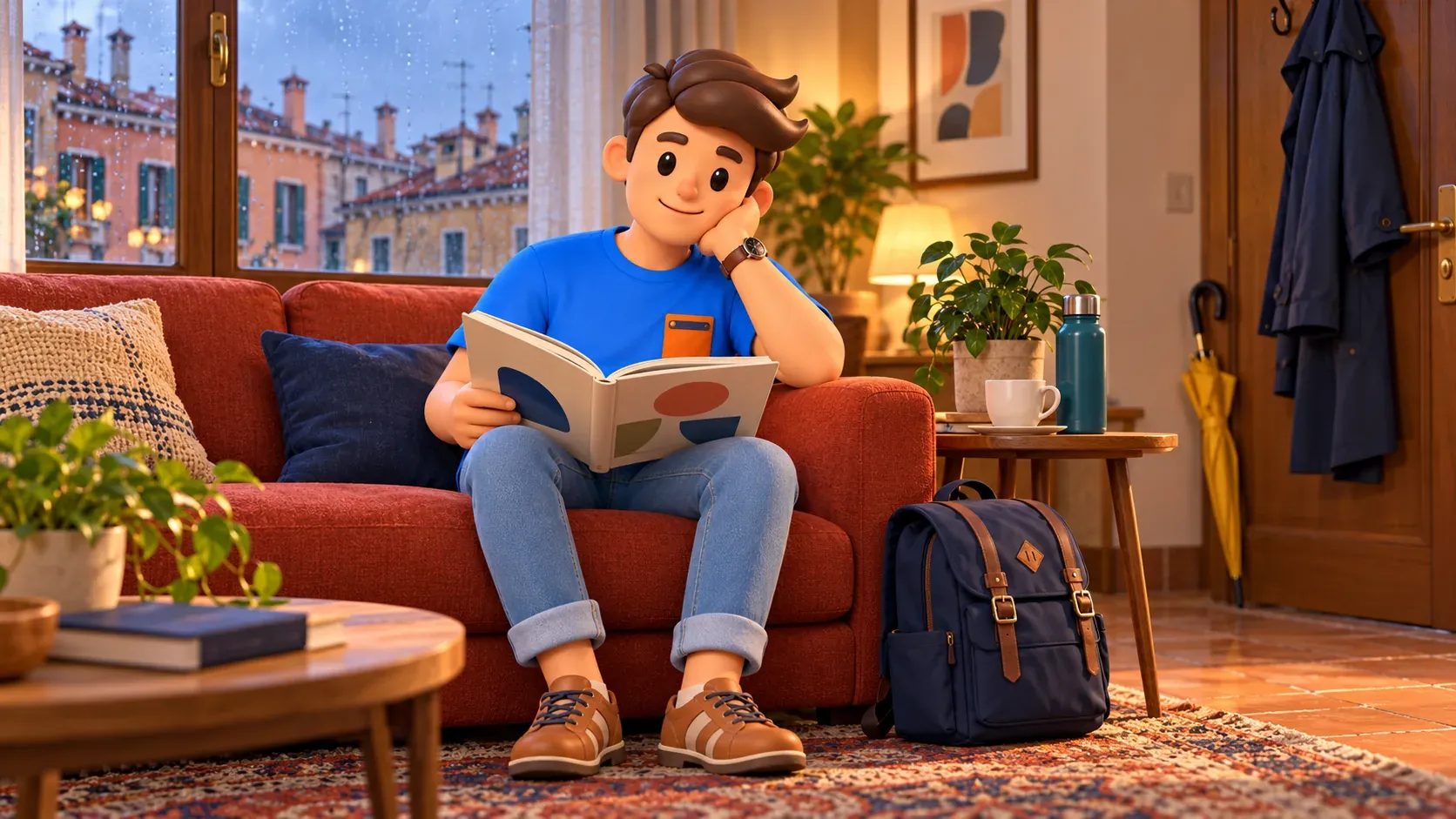 Illustration conceptuelle d’une lecture tranquille de son livre d’art dans le logement