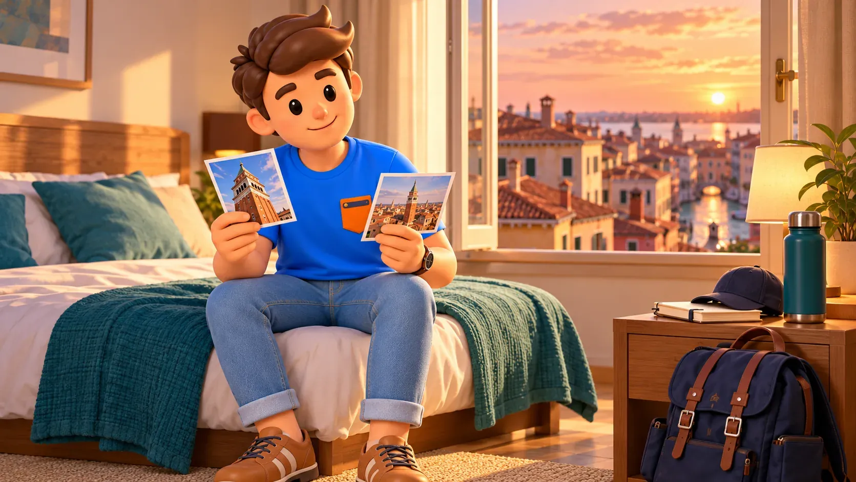 Ilustración conceptual de comparación de imágenes propias de arquitectura después de un paseo