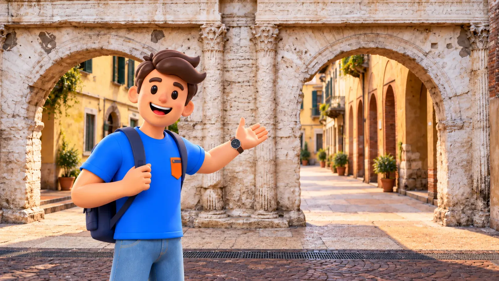 Viajero de RoadMe mostrando los dos pasos inferiores de Porta Borsari
