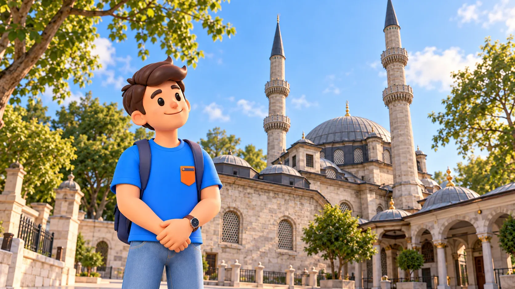 RoadMe character near Eyüp Sultan Mosque