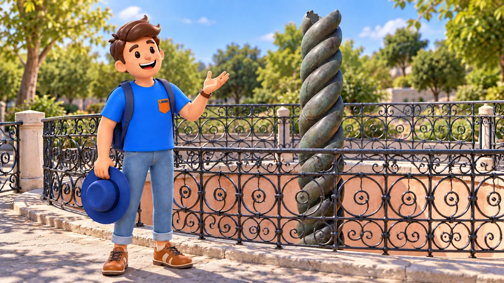 Traveller outside the Serpent Column’s protective railing