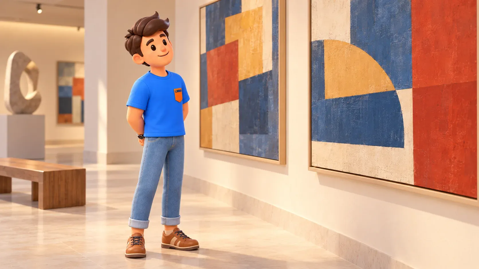 Thematic illustration: observing fictional abstract paintings