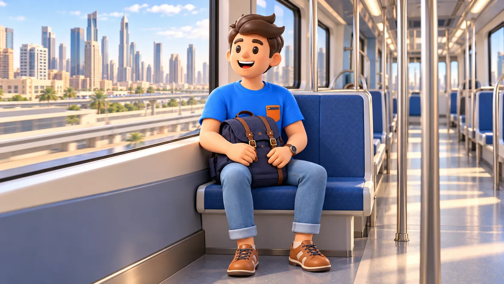 Voyageur dans une rame urbaine moderne