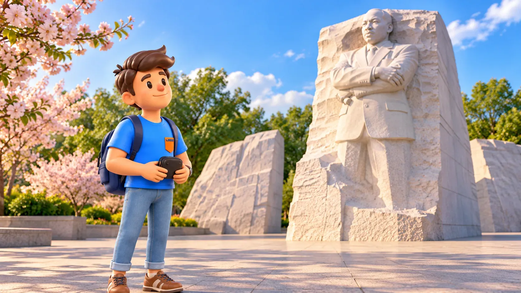Illustration: Traveller at the Martin Luther King Jr Memorial.