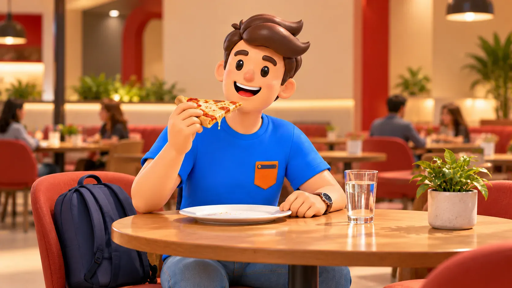 Character enjoying a quiet lunch break between theme-park experiences