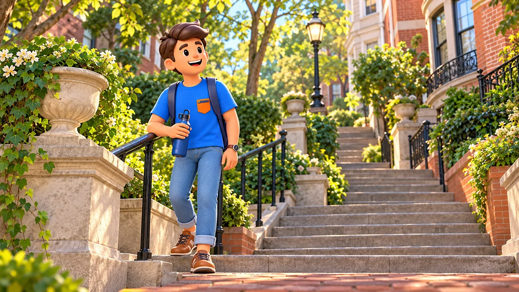 Ilustración: Viajero en las Spanish Steps de Washington.
