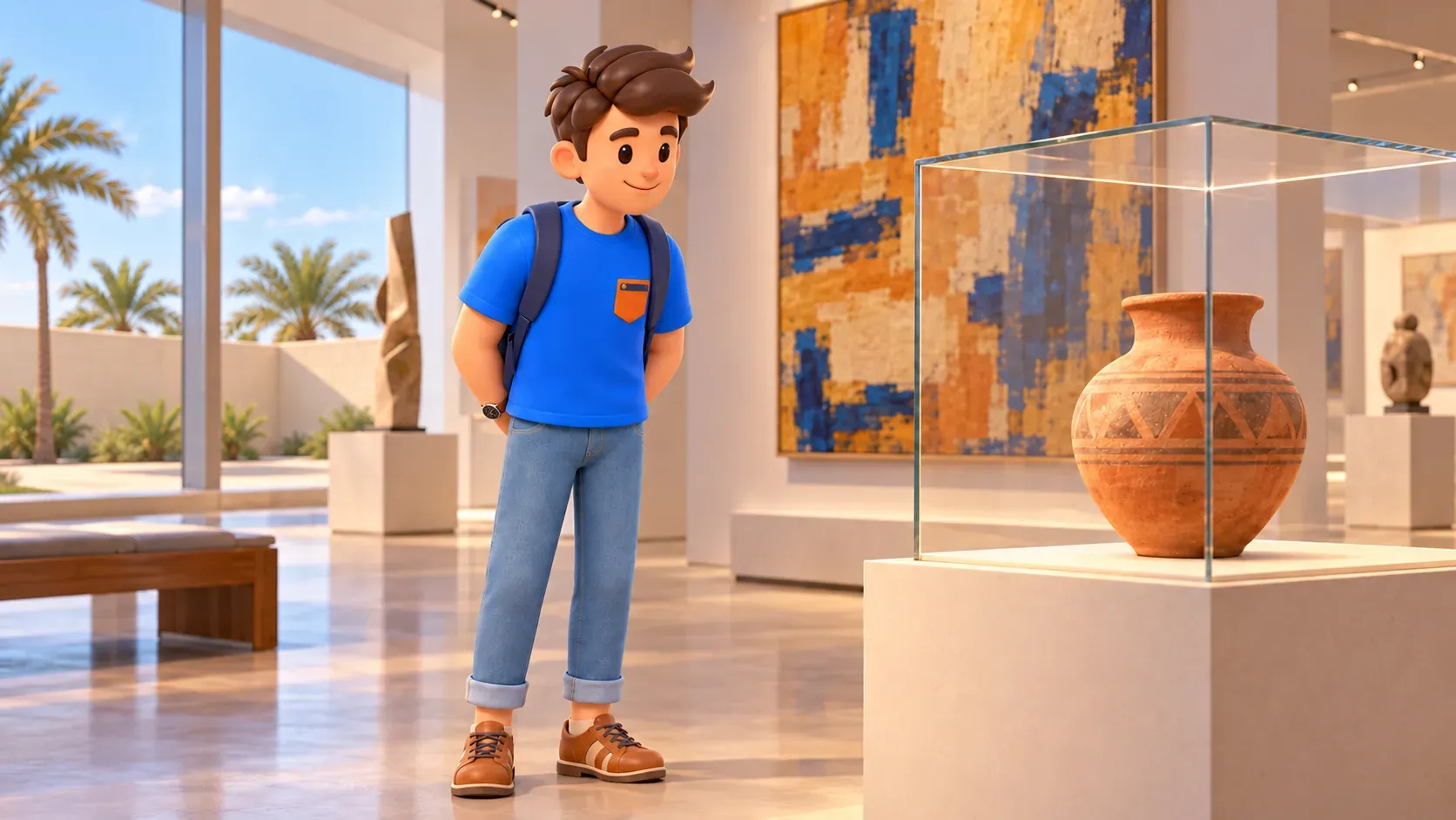 Una observación atenta de una exposición museística original ilustrativa