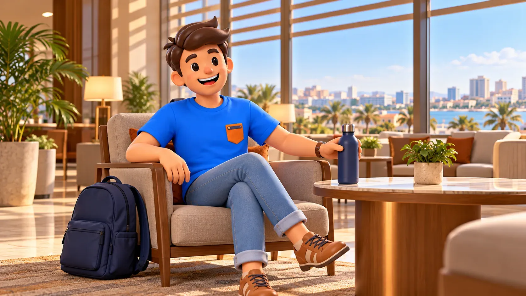 Una pausa real en interior entre una visita diurna y una salida de tarde