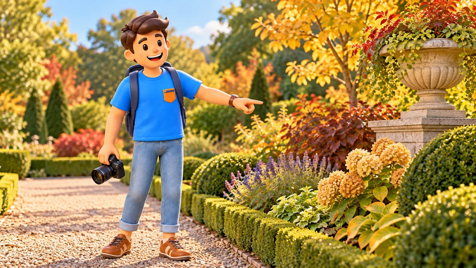 Ilustración: Un paseo otoñal por un jardín de finca