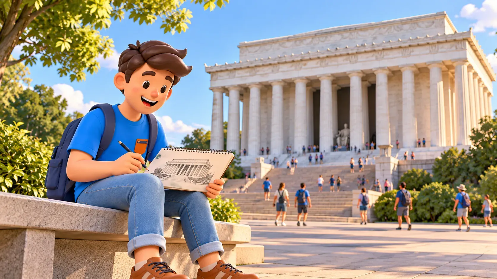 Illustration: Die Architektur des Lincoln Memorial betrachten
