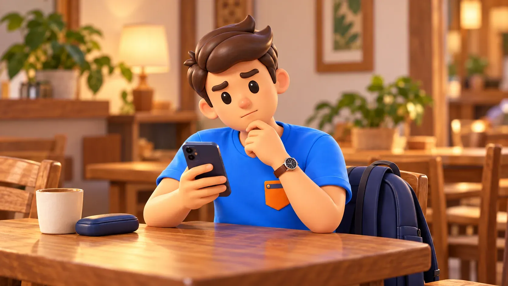 Traveller checking booking arrangements