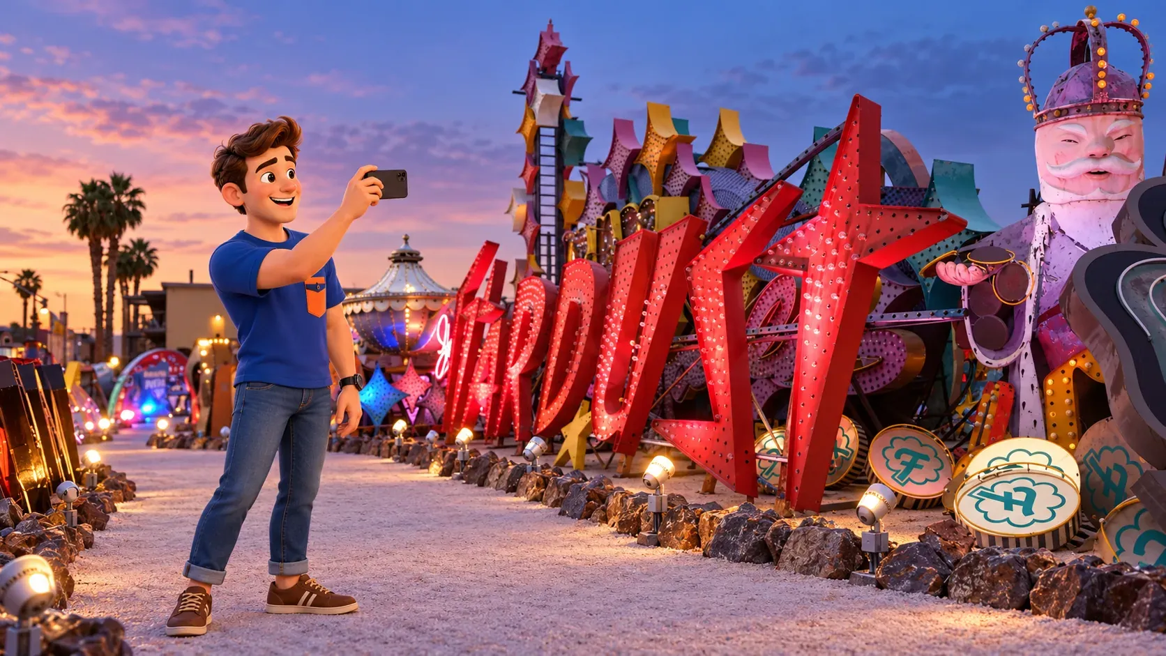 Interprétation artistique de photographies des enseignes du Neon Museum au téléphone