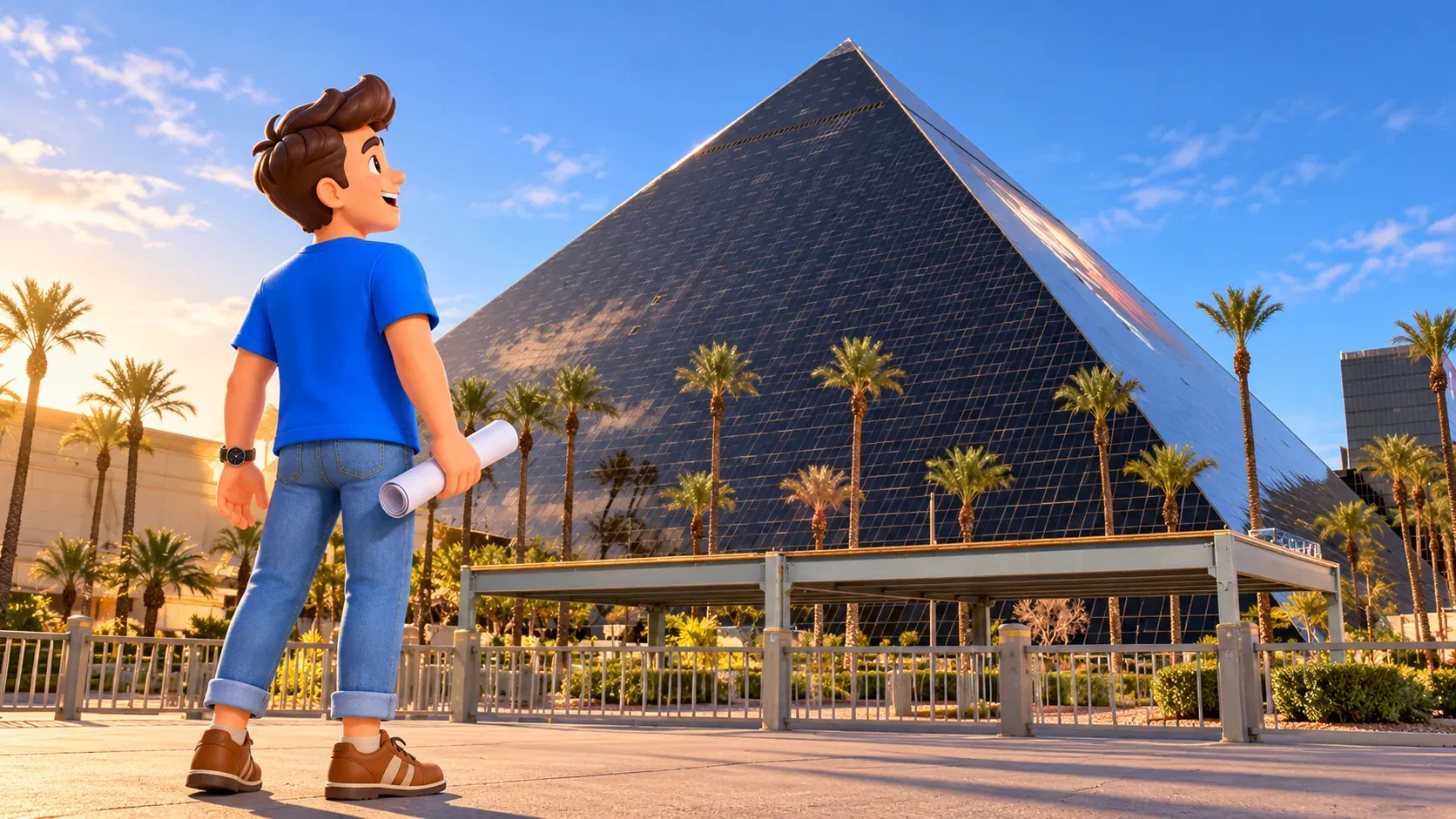 Artistic interpretation of the Luxor glass pyramid