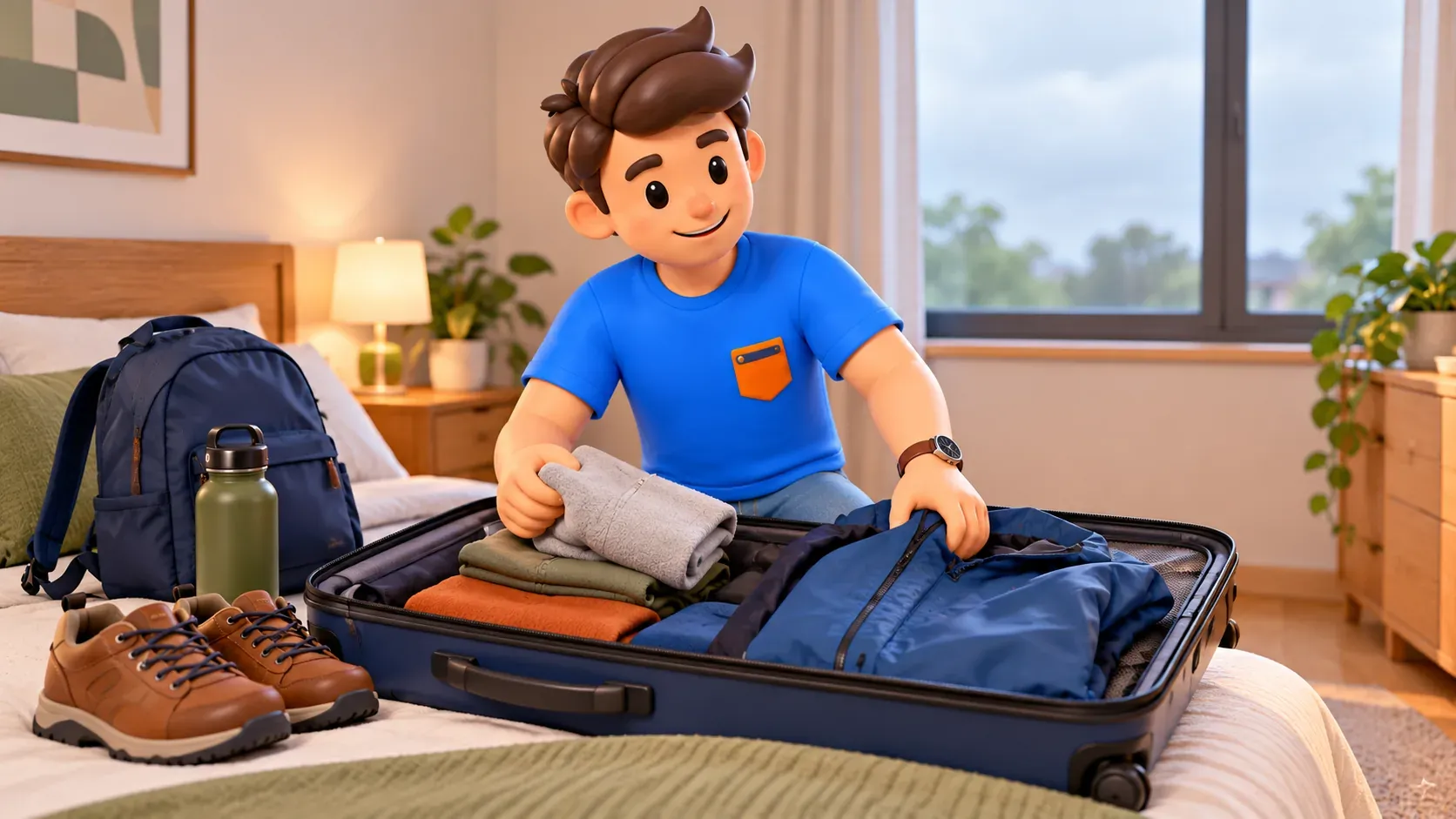 Traveller packing layers for changeable weather
