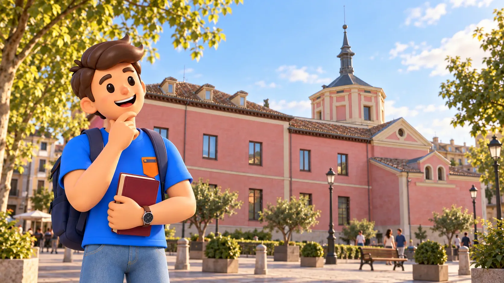 Illustration d’un voyageur avec un livre et d’une autre façade du musée d’Histoire