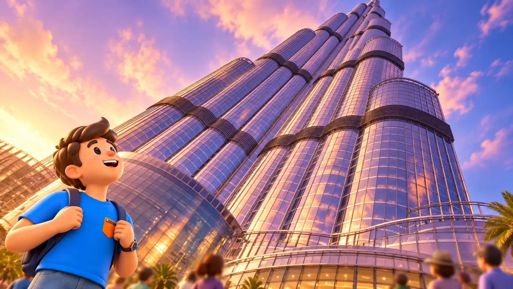 Vista desde abajo de la fachada escalonada del Burj Khalifa