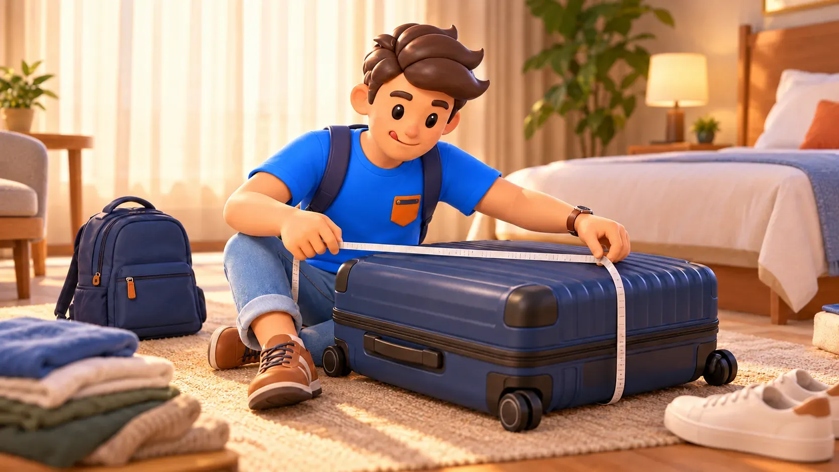 Mesure d’une valise avant de choisir un casier