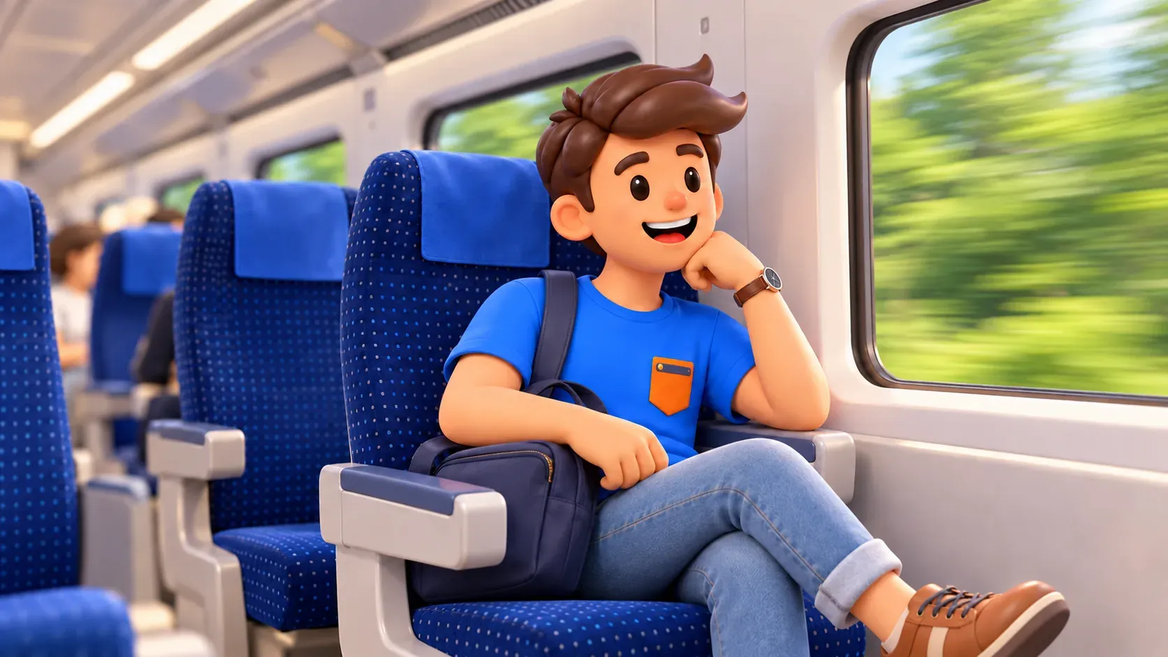 Personaje en el interior de AREX Express recreado a partir de una foto oficial