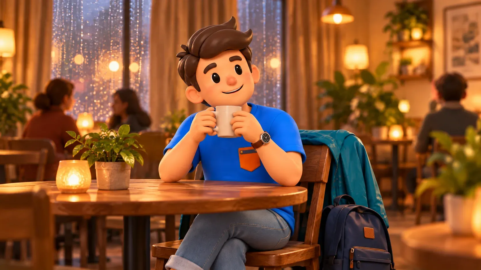 Pause au chaud dans un café illustratif un jour de pluie