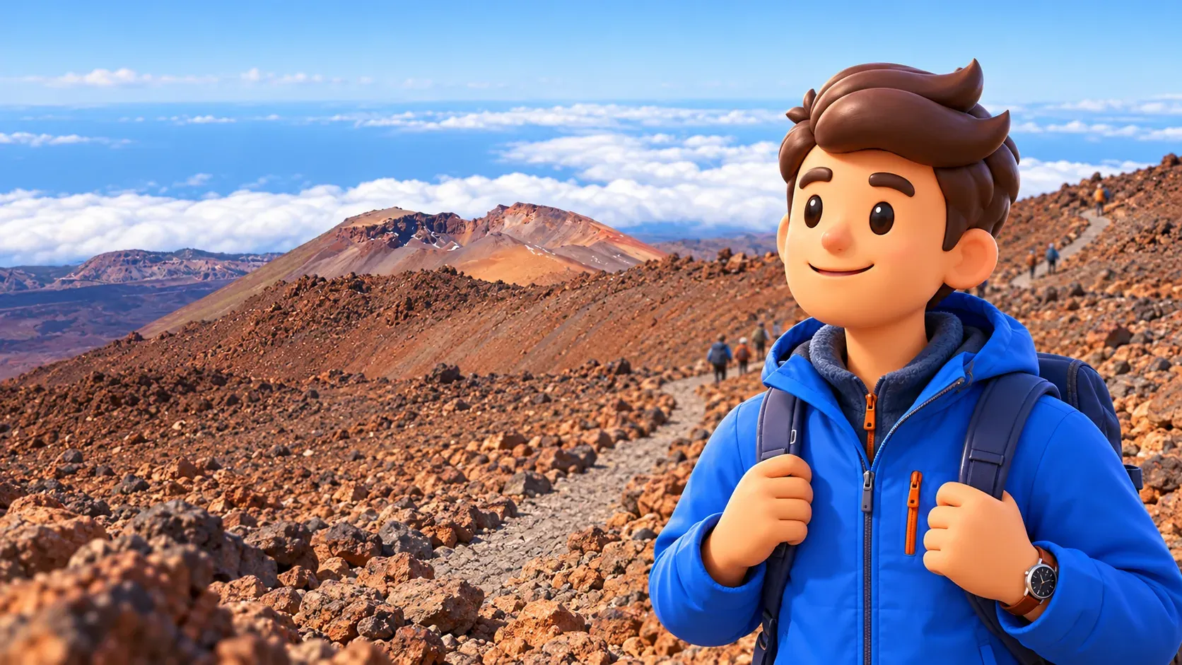 Pico Viejo crater and a path in the upper Teide area