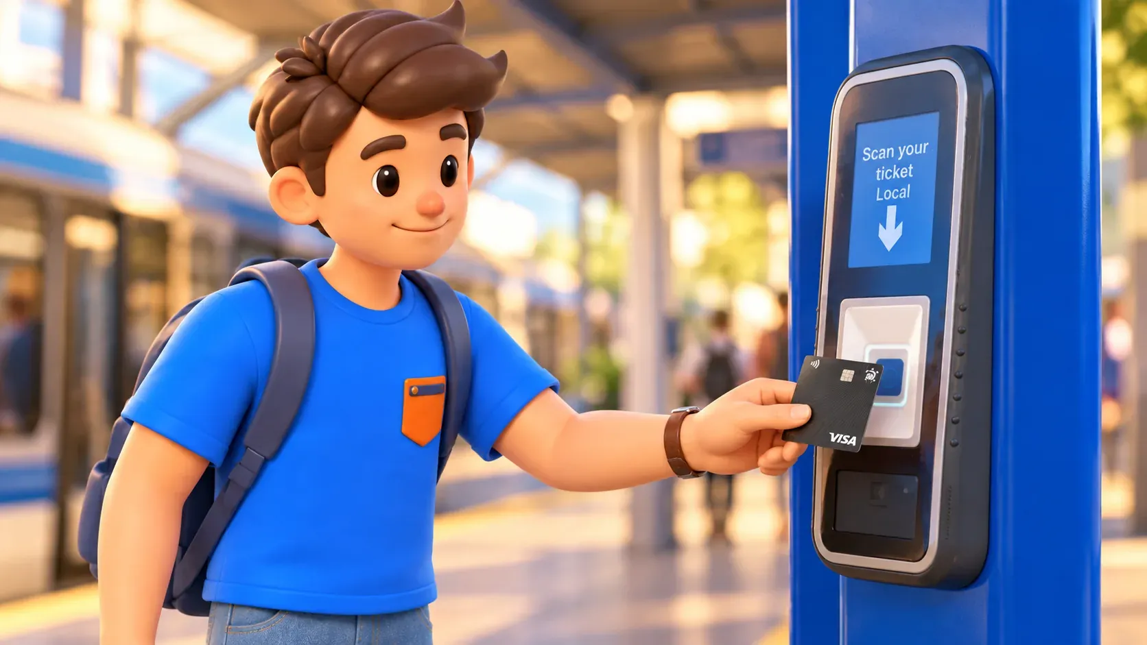 Carte bancaire au valideur RTD affichant le niveau Local
