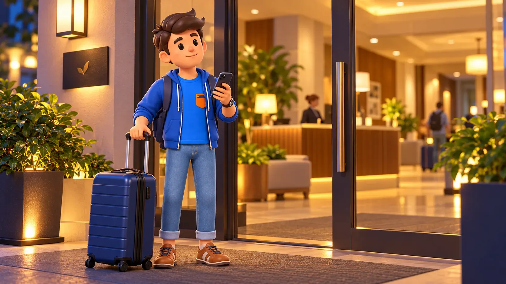 Confirming hotel access after a late arrival