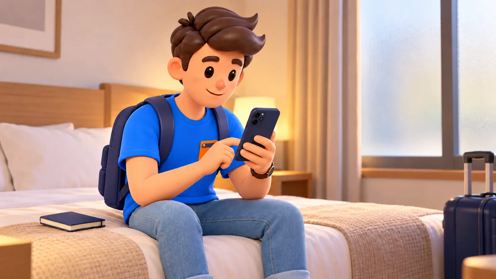 Voyageur vérifiant les options de visite sur son téléphone