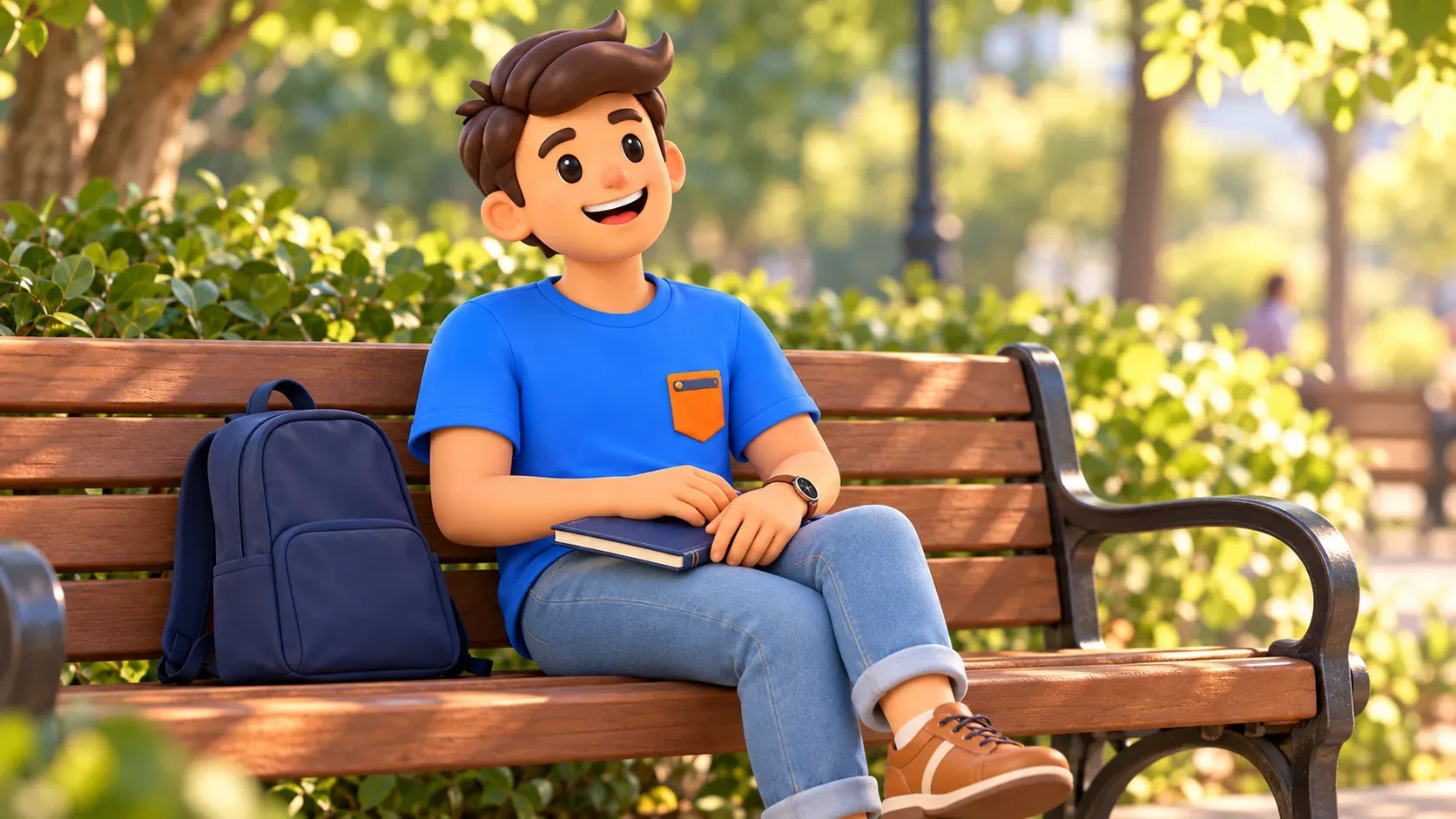 Traveller taking a seated break after visiting