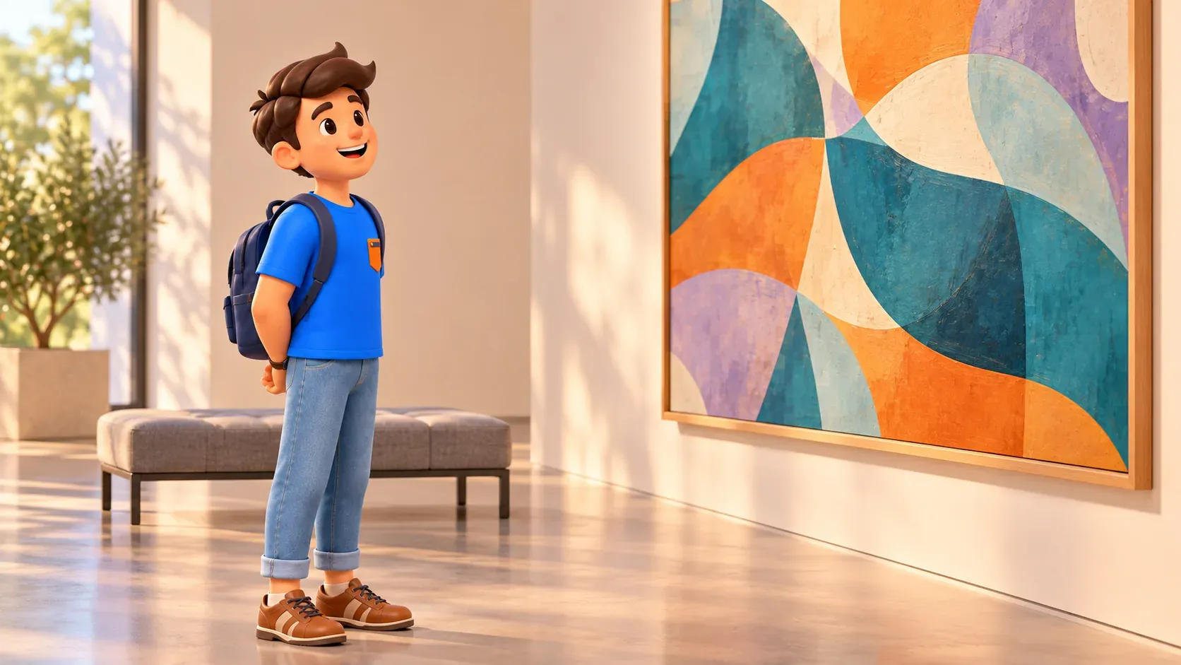 Conceptual viewing of a fictional abstract picture, not an actual gallery or work of the three museums