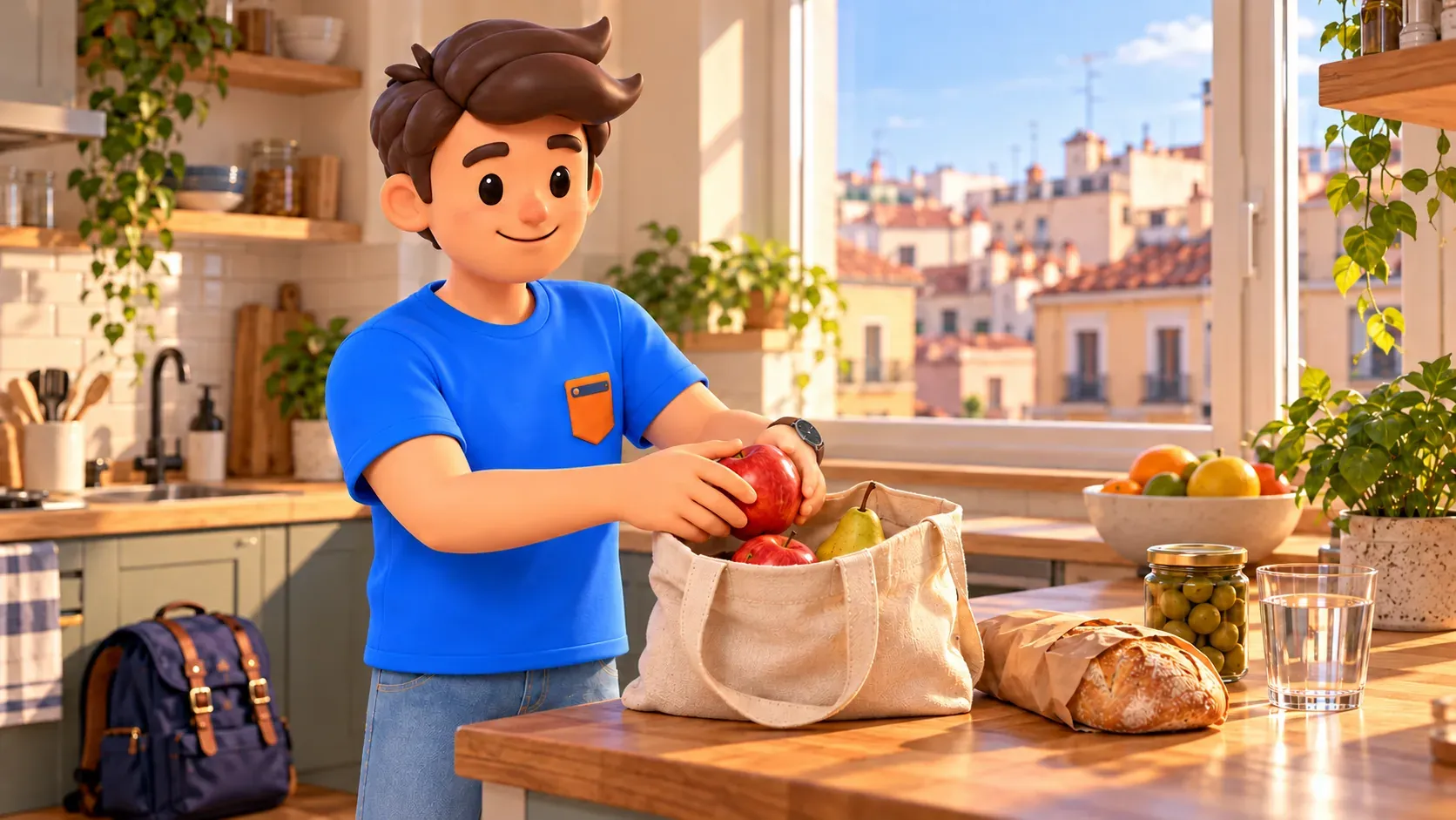 Pequeña compra en la cocina de un alojamiento, escena conceptual sin interior de San Fernando