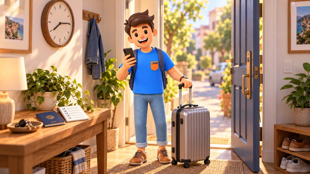 Die RoadMe-Figur bereitet eine Reise vor