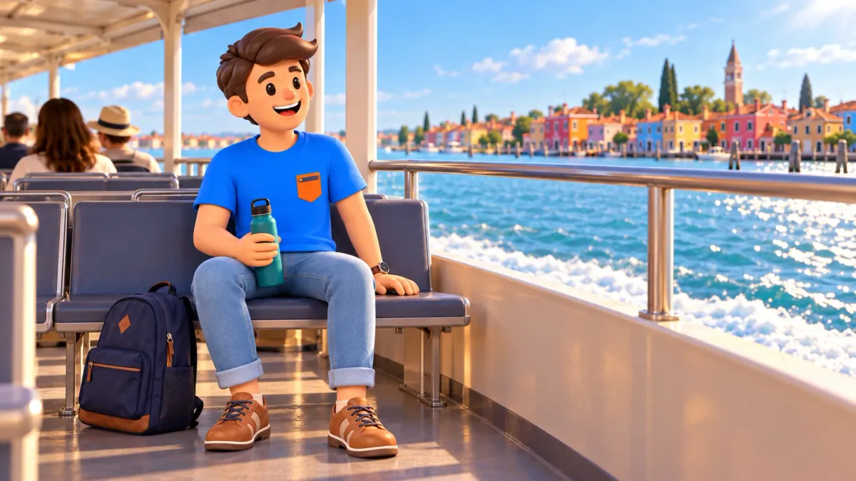 Symbolische Illustration einer Bootsfahrt zu Venedigs Inseln