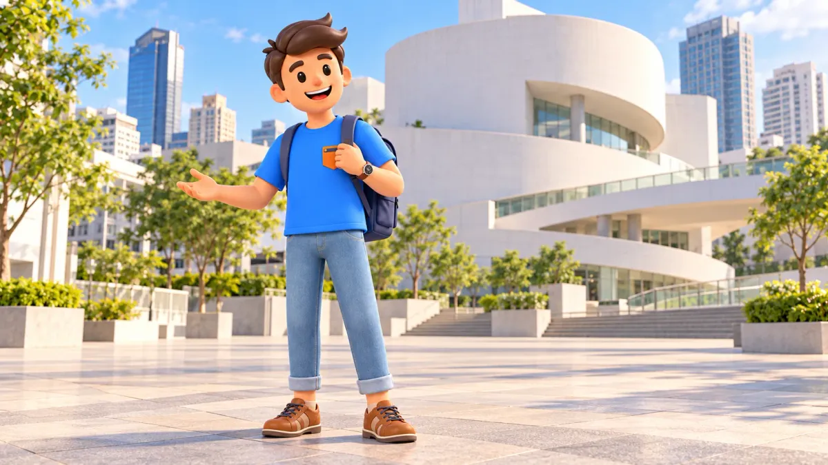 Voyageur devant un bâtiment culturel blanc parmi les tours de Siam