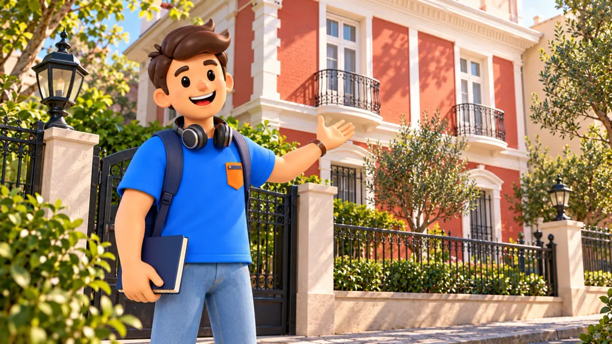 Le personnage RoadMe avec un casque devant la maison-musée Barış Manço