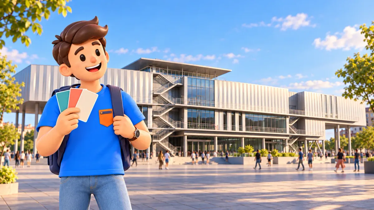 RoadMe character holding colour samples outside Istanbul Modern