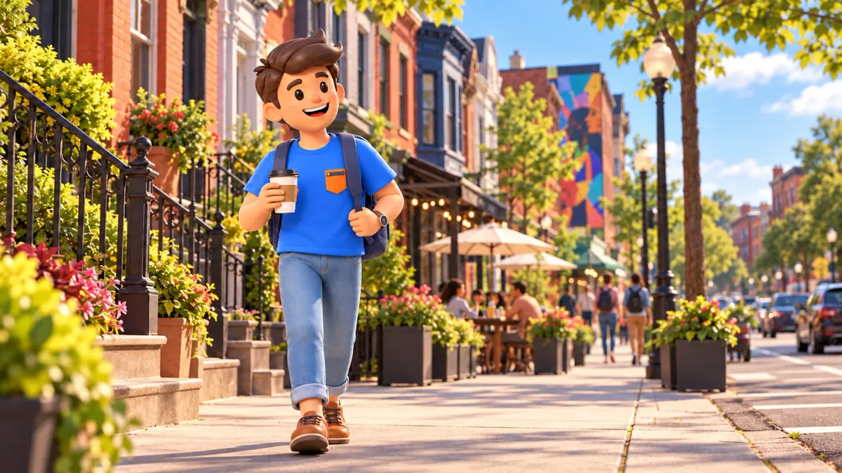 Illustration: a traveller on U Street.