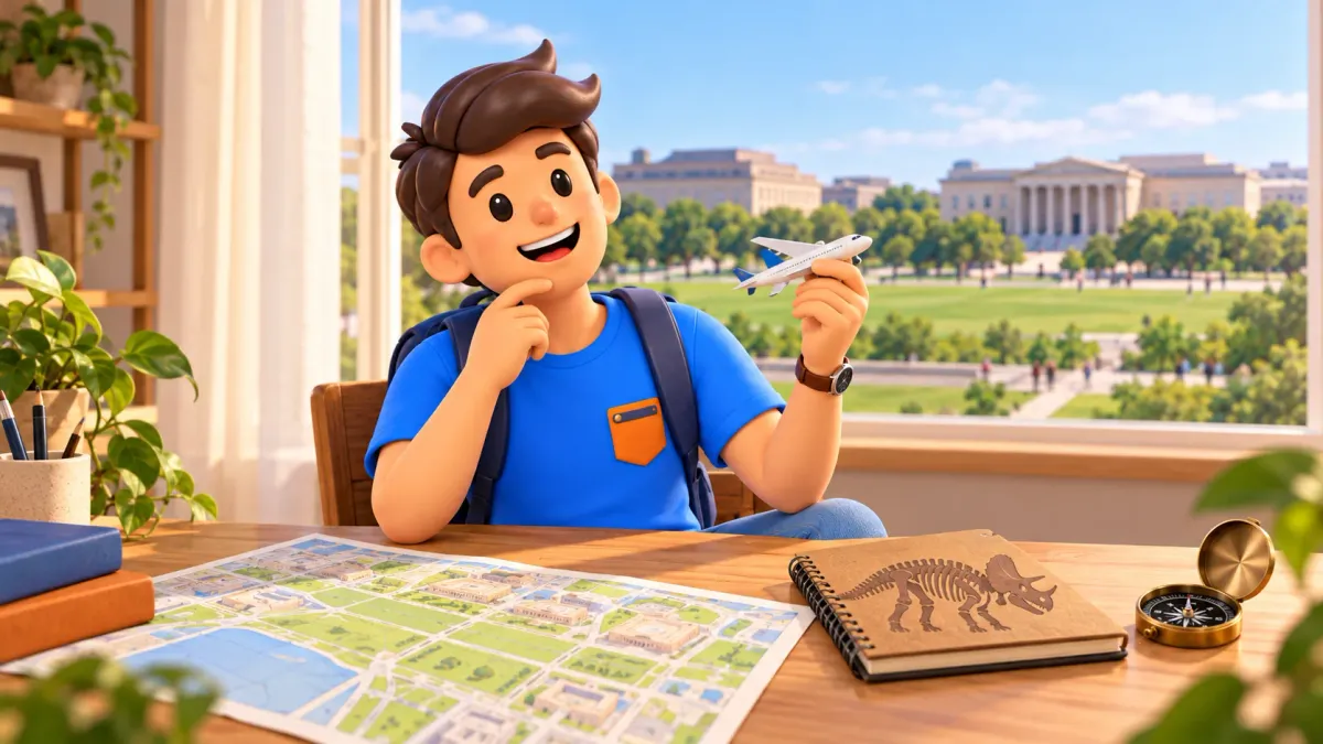 Illustration : Le personnage choisit un musée à visiter