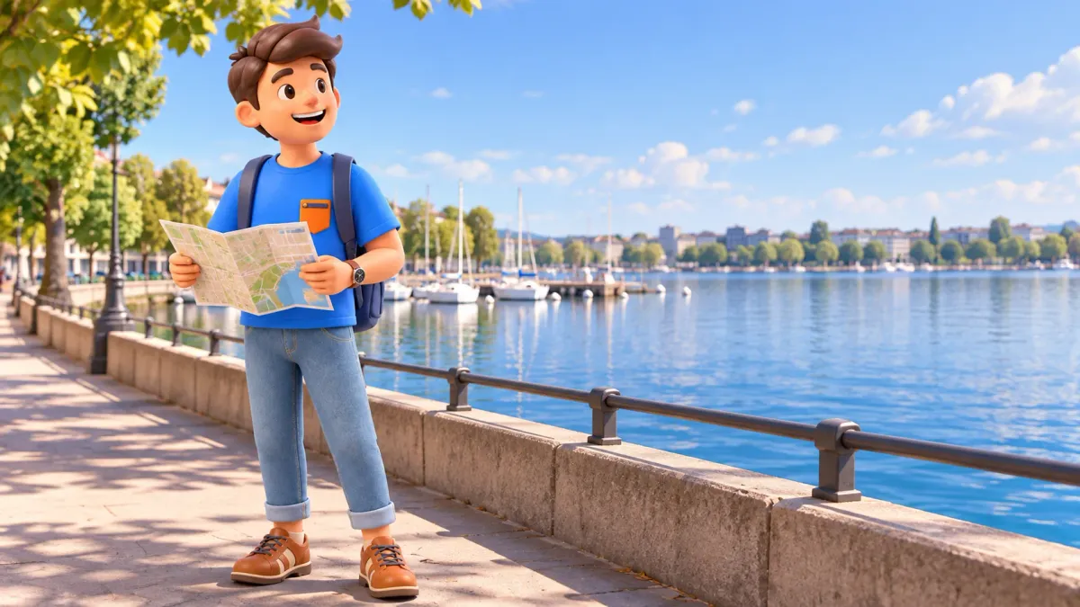 Un voyageur avec une carte papier sur un quai urbain