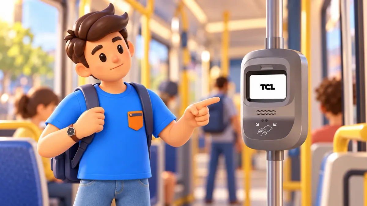 Traveller beside a grey TCL transport validator