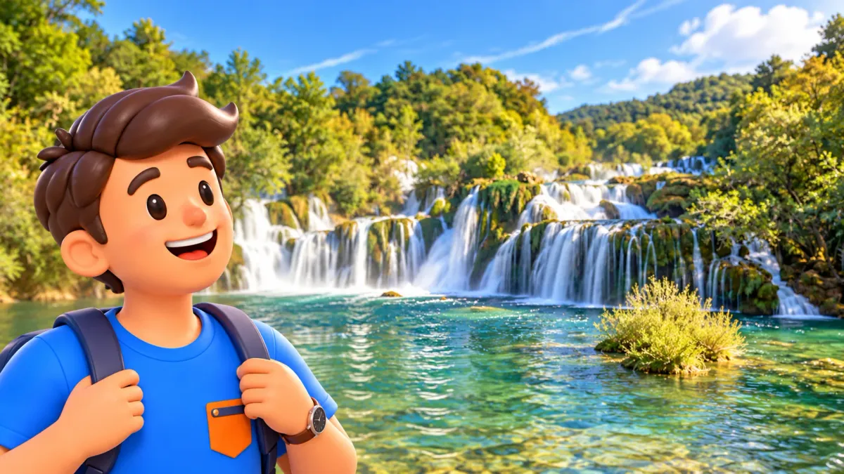 Skradinski buk nach offiziellem Foto des Krka-Parks illustriert