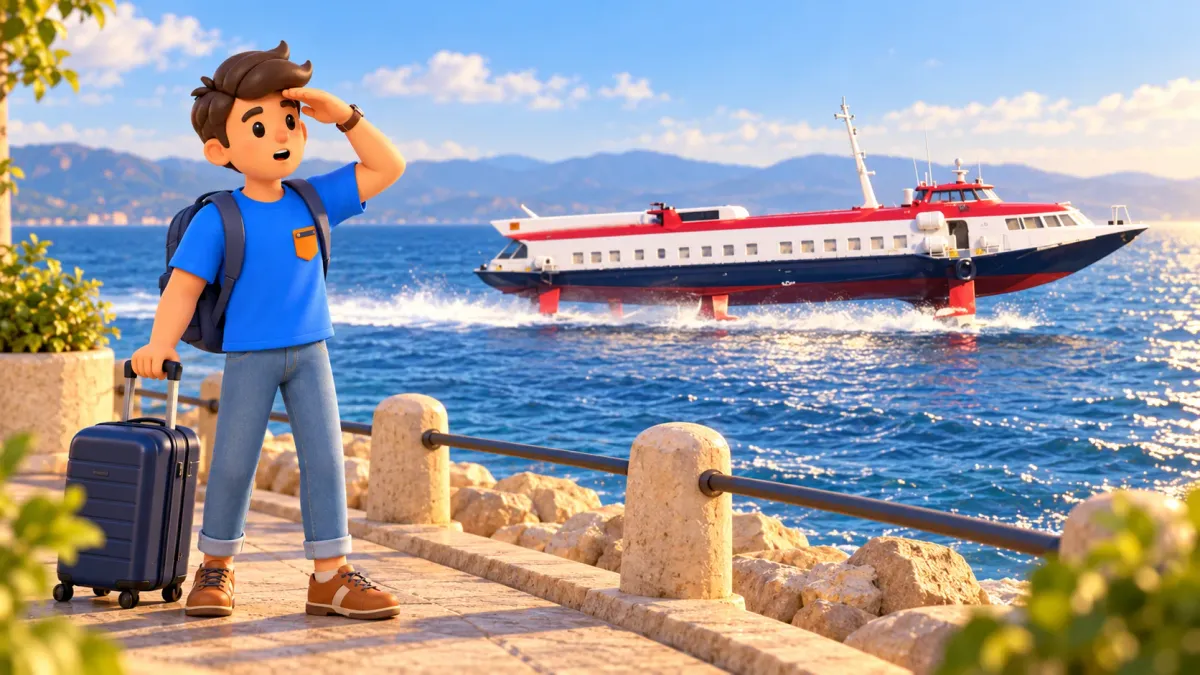 Voyageur regardant l’hydroglisseur Stavros en mer