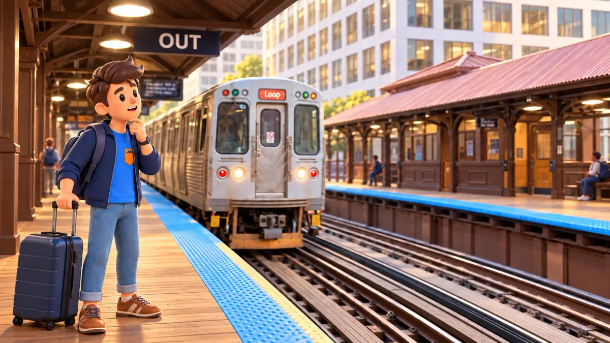 Traveller waiting for a CTA train at Quincy station