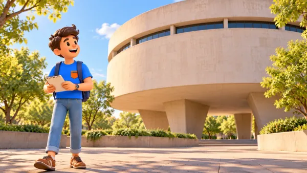 Illustration : Le voyageur devant le bâtiment circulaire du Hirshhorn