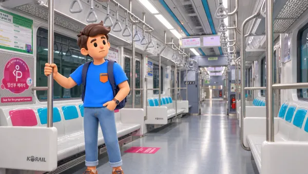 Voyageur dans une rame Korail de la ligne 4 du métro de Séoul