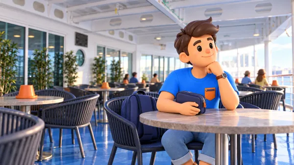 Pause auf dem geschützten Deck der Europalink